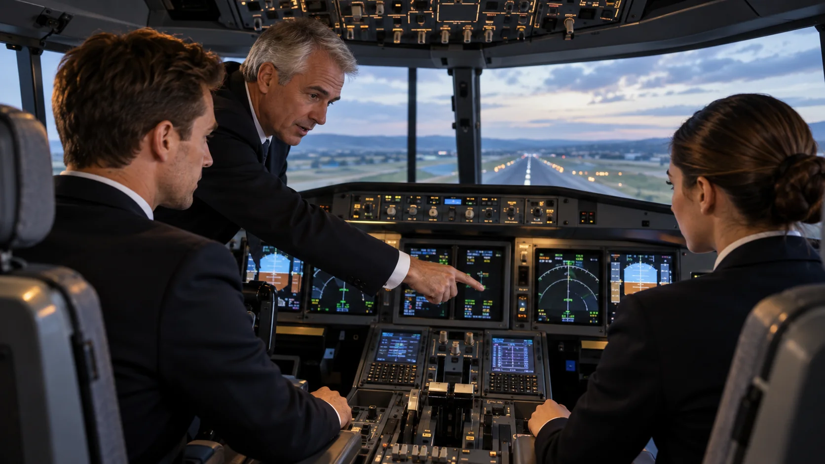 Formación de pilotos en un simulador de vuelo